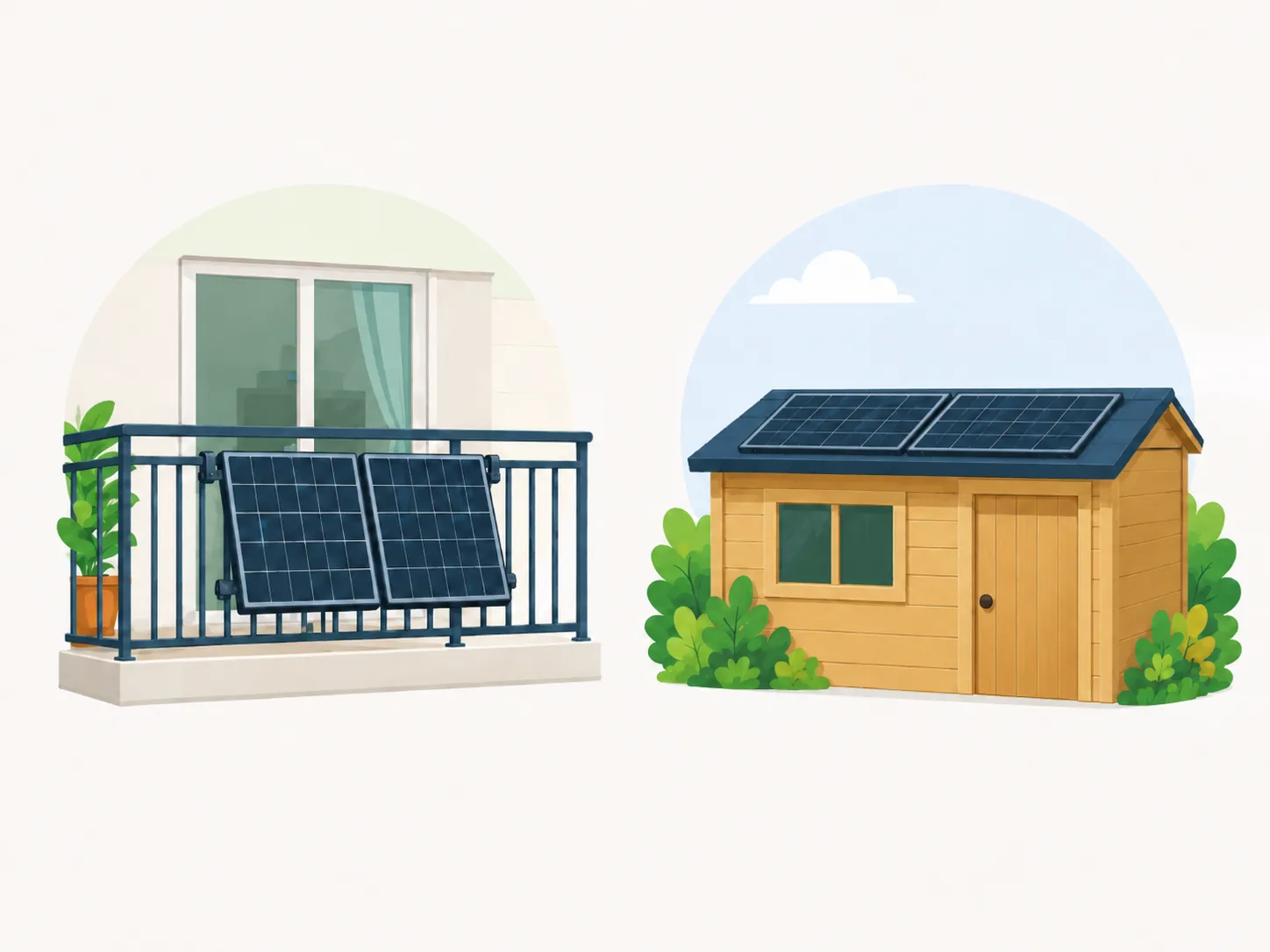 Plug-in solar panels placed outside a home