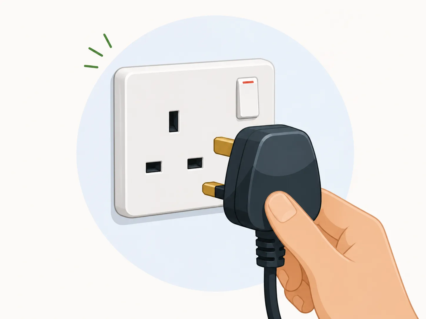 A plug-in solar cable connected to a standard socket