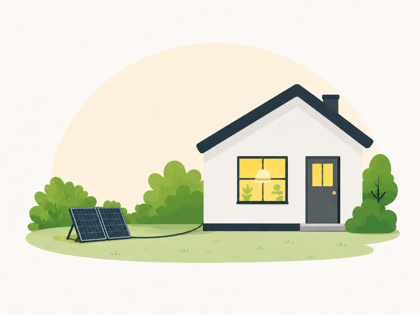A home using electricity generated by plug-in solar panels