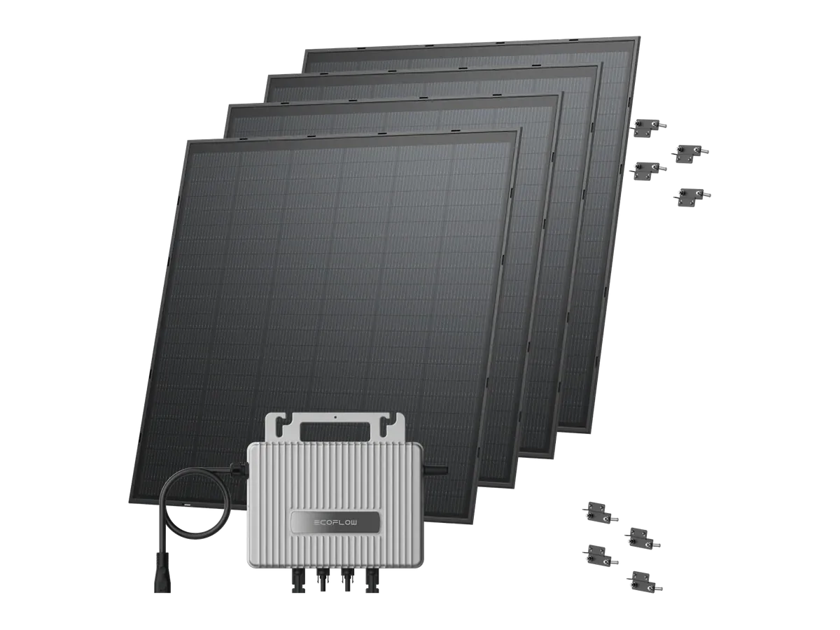 EcoFlow STREAM Facade Kit 1000W with panels, EcoFlow STREAM microinverter and mounting hardware