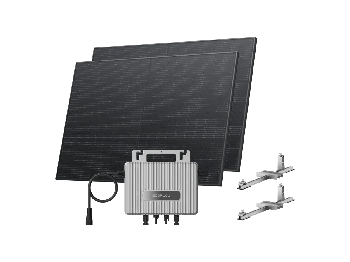 EcoFlow STREAM Flat Roof Kit 800W with panels, EcoFlow STREAM microinverter and mounting hardware