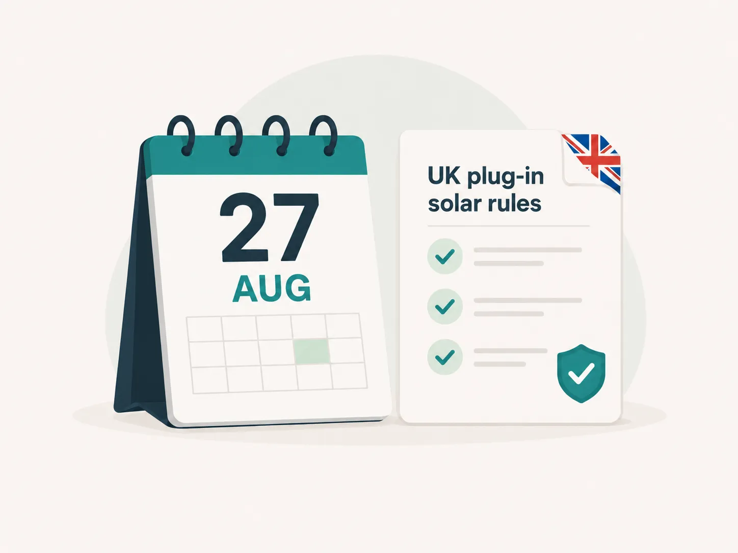 Illustration representing the new UK rules for compliant plug-in solar kits