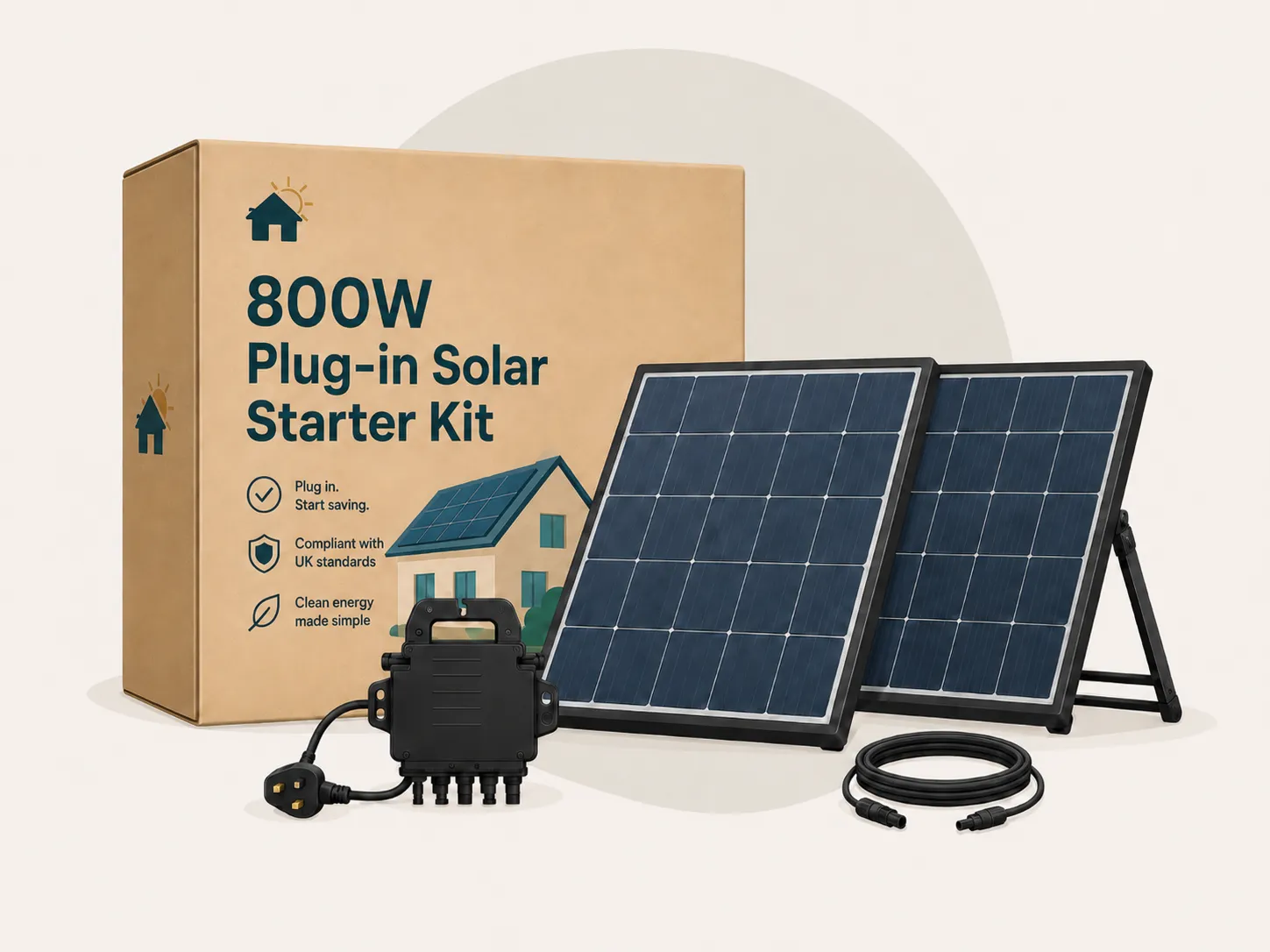 Illustration of choosing a complete UK-compliant plug-in solar kit